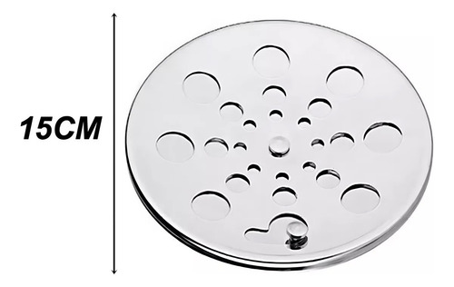 Tampa Ralo Grelha Redonda 15x15 Em Aço Inox Com Fecho Rotativo Abre E Fecha Não Enferruja