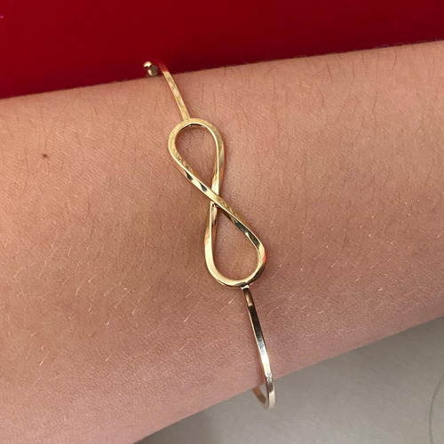Bracelete Com Infinito (forma Quadrada - M) 19cm - Ouro 18k