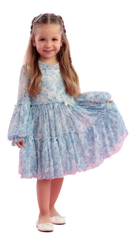 Vestido De Festa Floral Azul Petit Cherie Garden 22116 B.e.
