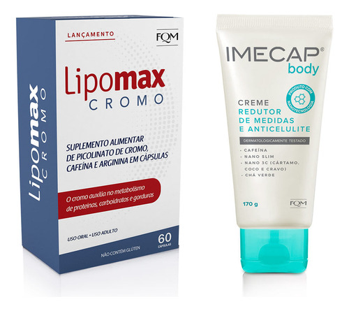 Kit Imecap Redutor Medidas 170g E Lipomax Cromo C/ 60 C/ 20%
