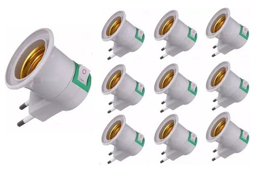 X10 Soquete Para Ampolletas E27 Con Enchufe E Interruptor