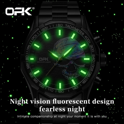 - Reloj Opk Original De Cuarzo Clásico Con Calavera En