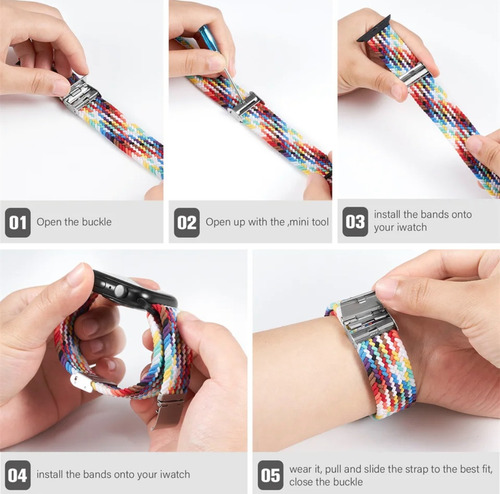 Manilla Pulsera Trenzada Para Apple Watch 42 44 45mm Ultra
