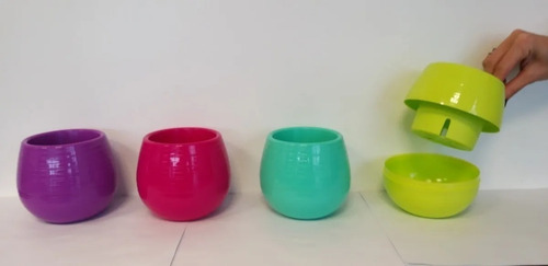Imagen 5 de 9 de Pack X 20 Maceta Autorriego Grande 12cm N12 Colores Surtidos