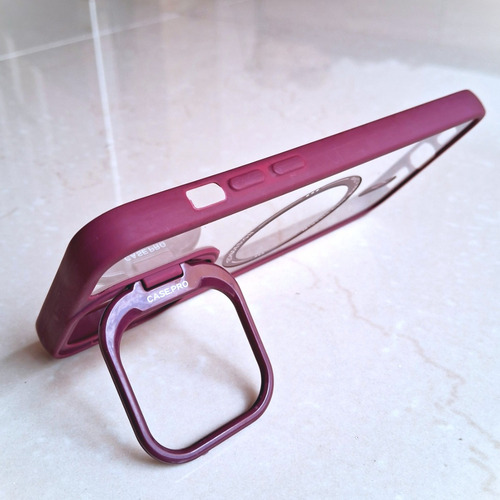 Funda Para Iphone 14 Plus/pro Max Estilo Magsafe Lens Stand Bordó
