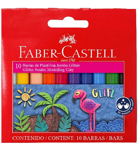 Plasticina  Con Glitter 10 Colores Faber-castell