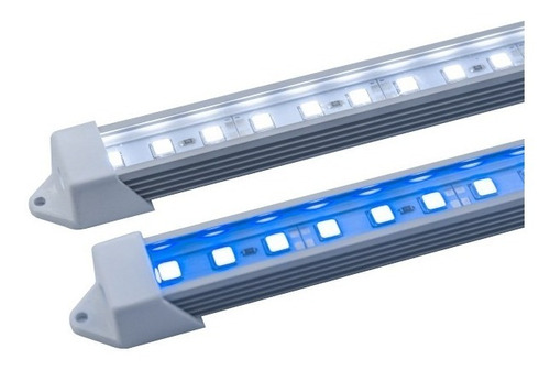 02 Luminárias Led Branco 6.500k E Azul De 50cm Para Aquário