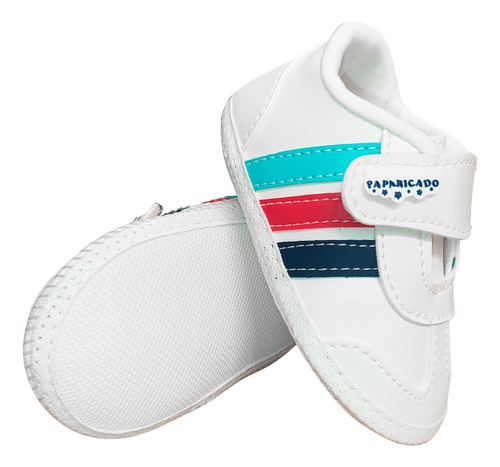 Calçado Tênis Bebe Kids Baby Tam14ao17 Velcro Branco 3faixas