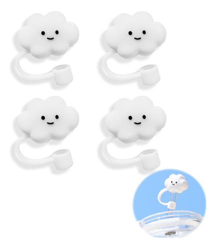 4 Fundas De Paja De Nube De 0.394pulgada Tapa De Paja De Sil