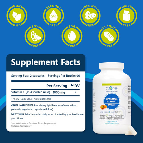 Core Med Science Vitamina C Liposomal 1000mg 180 Cápsulas