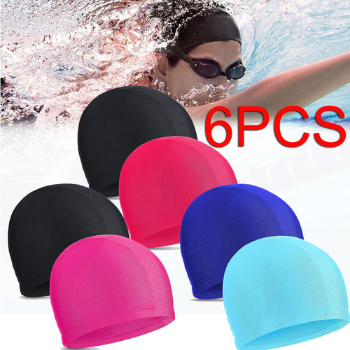 // 6 Gorros De Natación De Tela Impermeables Para