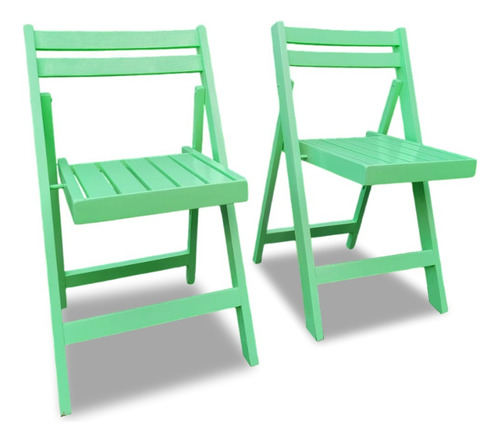 Mesa Bar 75x75 + 4 Silla Plegabl Madera Pino Eventos Colores Verde Agua Laca