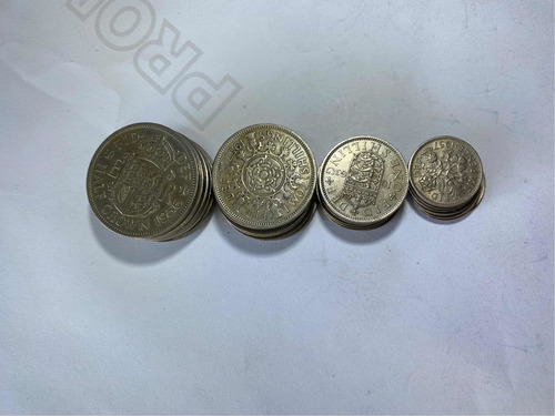Me2. 4 Moedas Inglesas Antiga Crown/shilling/pence Originais (Usado)