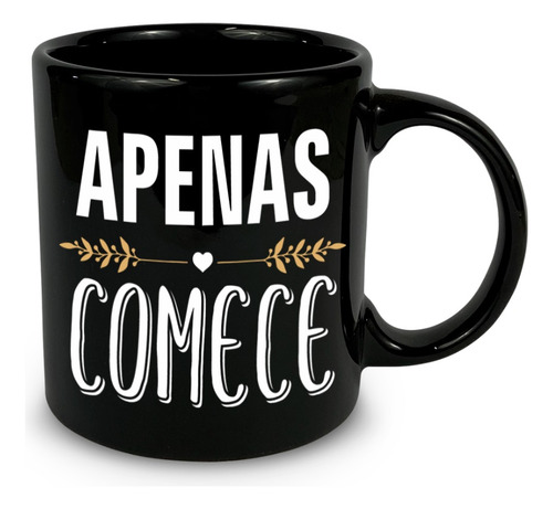 Caneca Em Cerâmica Apenas Comece 320ml Preta - Regina
