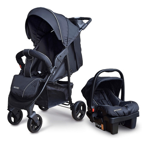 Cochecito Cuna Bebé Travel System Mega Baby Con Huevito Base Color Negro Color del chasis Negro