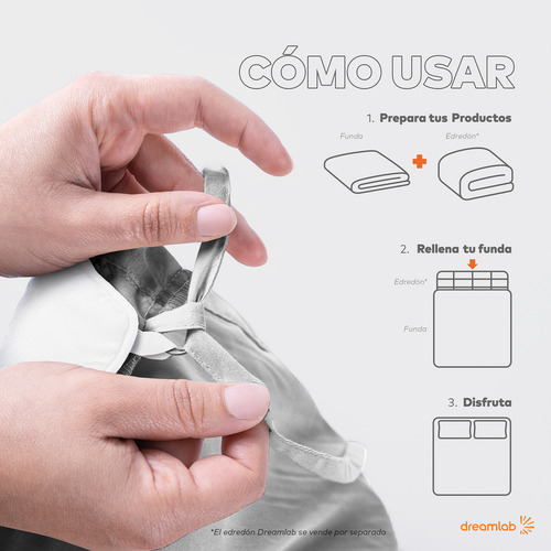 Juego de Funda Para Edredon Duvet con Textura Dreamlab, Tamaño Queen, Color Gris