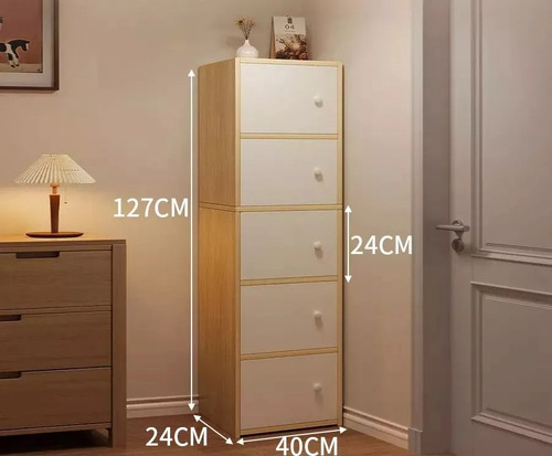 Guardarropa Minimalista De Madera Con 5 Niveles Y Puertas Roble Blanco Cepillado Blanco