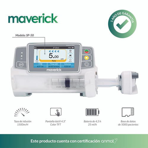 Imagen 2 de 8 de Bomba De Infusión Jeringa Maverick Sp-50 Premium