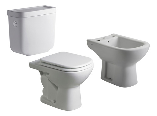 Juego De Baño Ferrum Bari Completo Inodoro Bidet 3 Agujeros