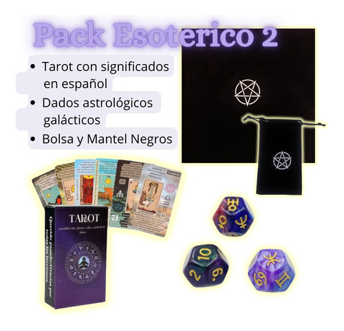 Pack Tarot Con Significado Dados Astrológicos Bolsa Y Mantel