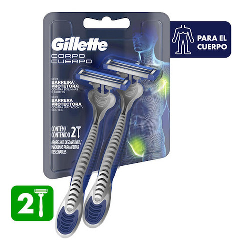 Máquinas De Afeitar Gillette Desechables Cuerpo X 2 Und