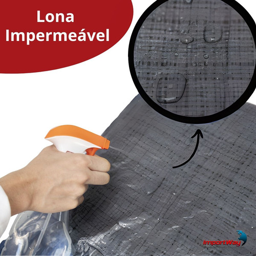 Lona Plástica Impermeável 3 X 2 Metros Cinza 100 Micras