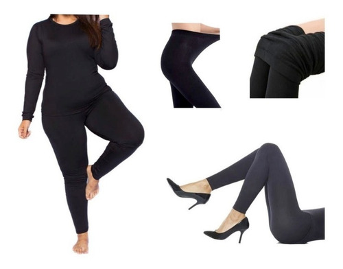 Imagem 2 de 3 de Meia Calça Térmica Flanelada Segunda Pele Sem Pé: Plus Size