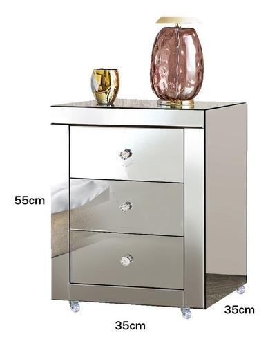 Mesa De Cabeceira Espelhada Classic Modelo C/rodinhas