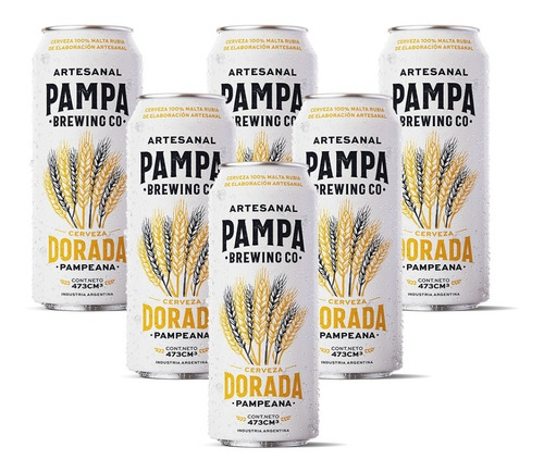 Cerveza Pampa Dorada Pampeana 473cc Pack X6 Latas