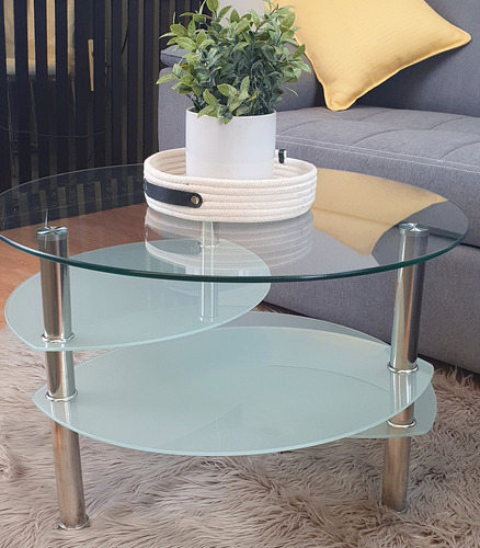 Mesa Ratona Moderna Vidrio Templado Estante Esmerilado Cuota
