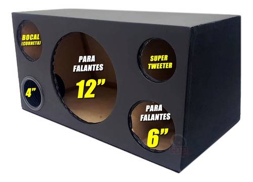 Caixa 4 Vias Vazia 12'' Driver Tweeter Médio 6 Trapézio 55l