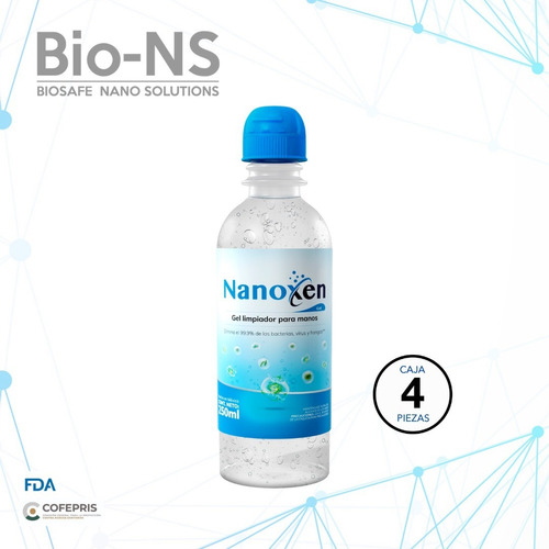 Gel Desinfectante Nanoxen Para Manos 250 Ml Kit 4 Pzas