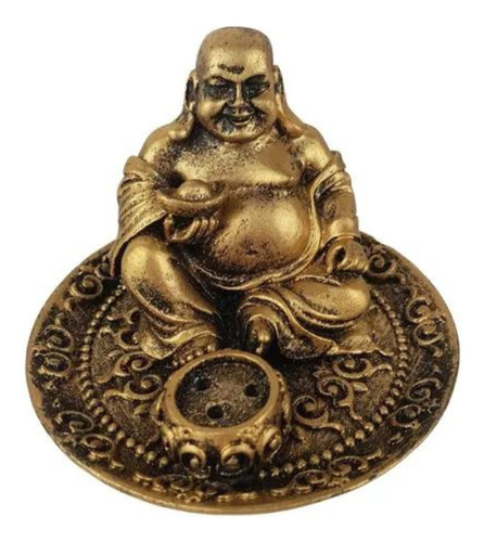Incensário Buda Queimador Incenso 3 Varetas Resina Dourado