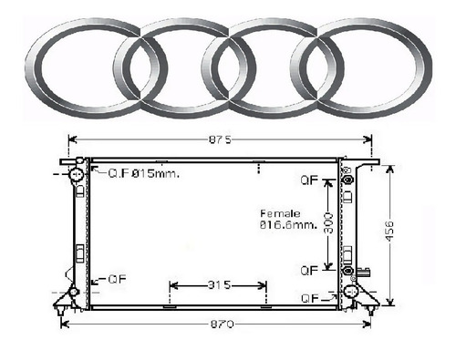 Radiador Audi A4/s4/a5/s5/a6/s6 *bocas Cruzadas*