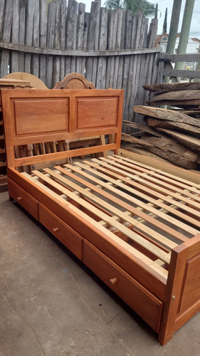 Cama Box Algarrobo 1 Plazas 80x190 Cajonera