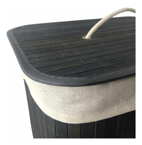 Imagen 5 de 6 de Cesto Bambú 72 Lt Canasto Organizador P/ Ropa Con Funda Tela