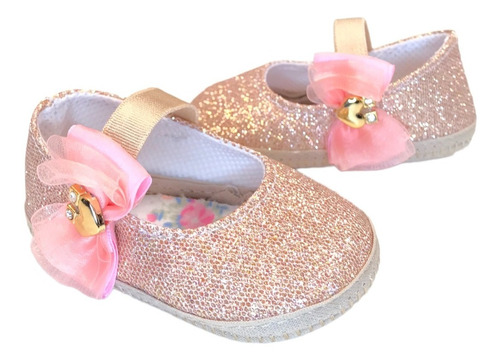 Zapatitos Beba Elegante Strass Corazon Lazo Fiesta Gorditoo