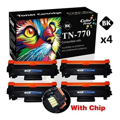 4-pack De Negro Compatible Toner Tn770 Tn770 Cartucho De