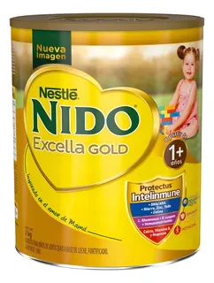 Leche de fórmula en polvo Nestlé Excella Gold en lata de 1 de 2kg - 12 meses a 3 años