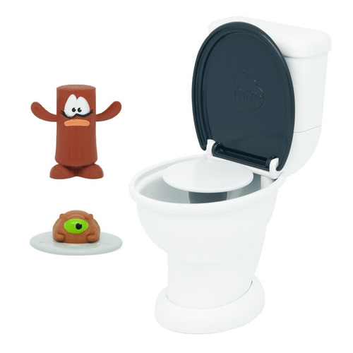 Imagen 2 de 10 de Poopeez Inodoro Lanzador Con 2 Figuras Wabro Mundo Manias