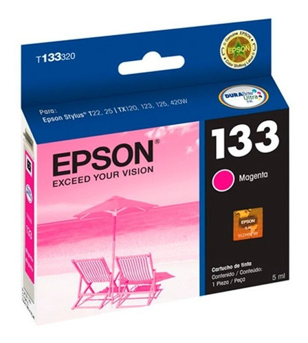 Cartucho Tinta Epson Original T133320 Magenta Para Tx125