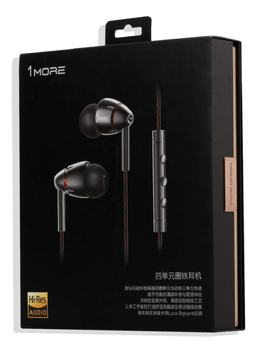 Auriculares 1more Quad Driver Hi-res High Fidelity Plateado/