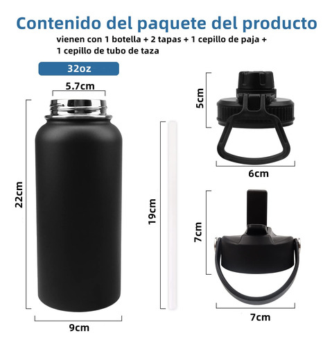 Termo Acero Inoxidable 1 Litro Botella Agua Deportiva