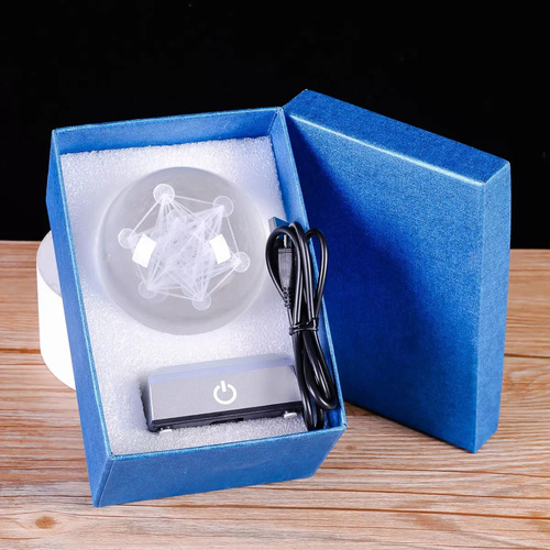 Bola De Cristal 3d Metatron's Cube Com Luz Led Colorida A