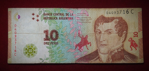 Billete 10 Pesos 2016 Serie C Bottero 4003 Oferta 