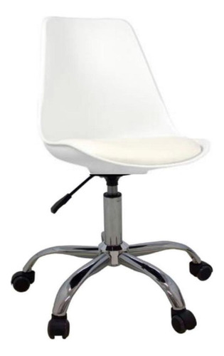 Cadeira de escritório Empório Tiffany Saarinen ergonômica  branca com estofado de couro sintético