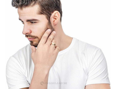 Imagen 8 de 9 de Anillo De Titanio Acero Inoxidable Minimalista Hombre 3pcs