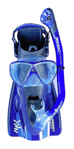 Set Cressi Snorkeling Mex Visor, Snorkel, Aletas Azul L/ Xl