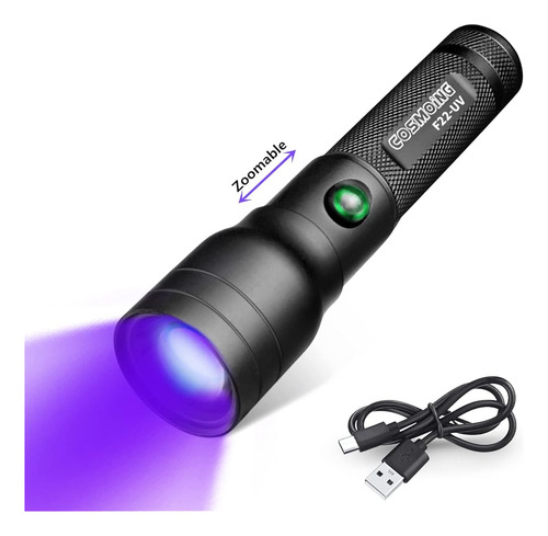 Linterna Uv Usb C Recargable, 395nm Linterna De Luz Negra, L