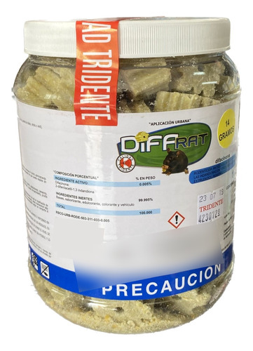 Difarat 1 Kg Rodenticida Cubo Perforado Anticuagulante